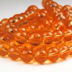 15 Inch Strand - 10mm Round Transparent Orange Glass Beads - Orange Glass - Glass Beads - Jewelry Supplies - Craft Supplies
