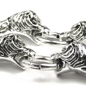 1 Piece - 76mm Antique Silver Leopard Head O-Ring Clasp - 6 Guage - Spring Gate Ring - Cord End Clasps - Closures - Jewelry Supplies