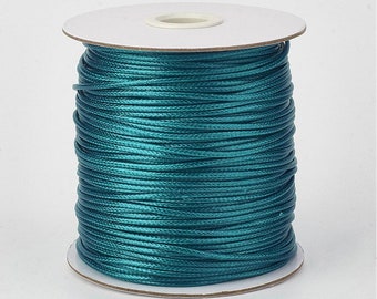 30 Feet - 0.5mm Waxed Polyester Cord - Teal - Stringing Materials - Jewelry Supplies - Craft Supplies