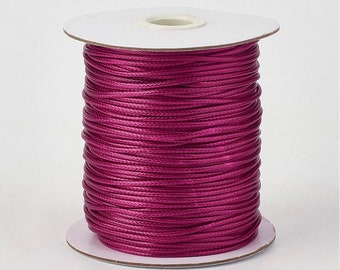30 Feet - 1mm Waxed Polyester Cord - Violet Red - Stringing Materials - Jewelry Supplies - Craft Supplies