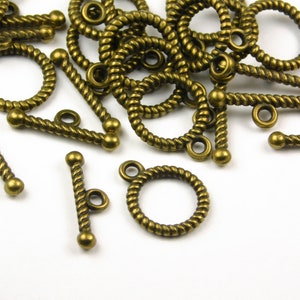 5 Sets - 13x16x2mm Antique Bronze Toggle Clasps - Toggles - Clasps - Closures - Craft Supplies - Jewelry Supplies