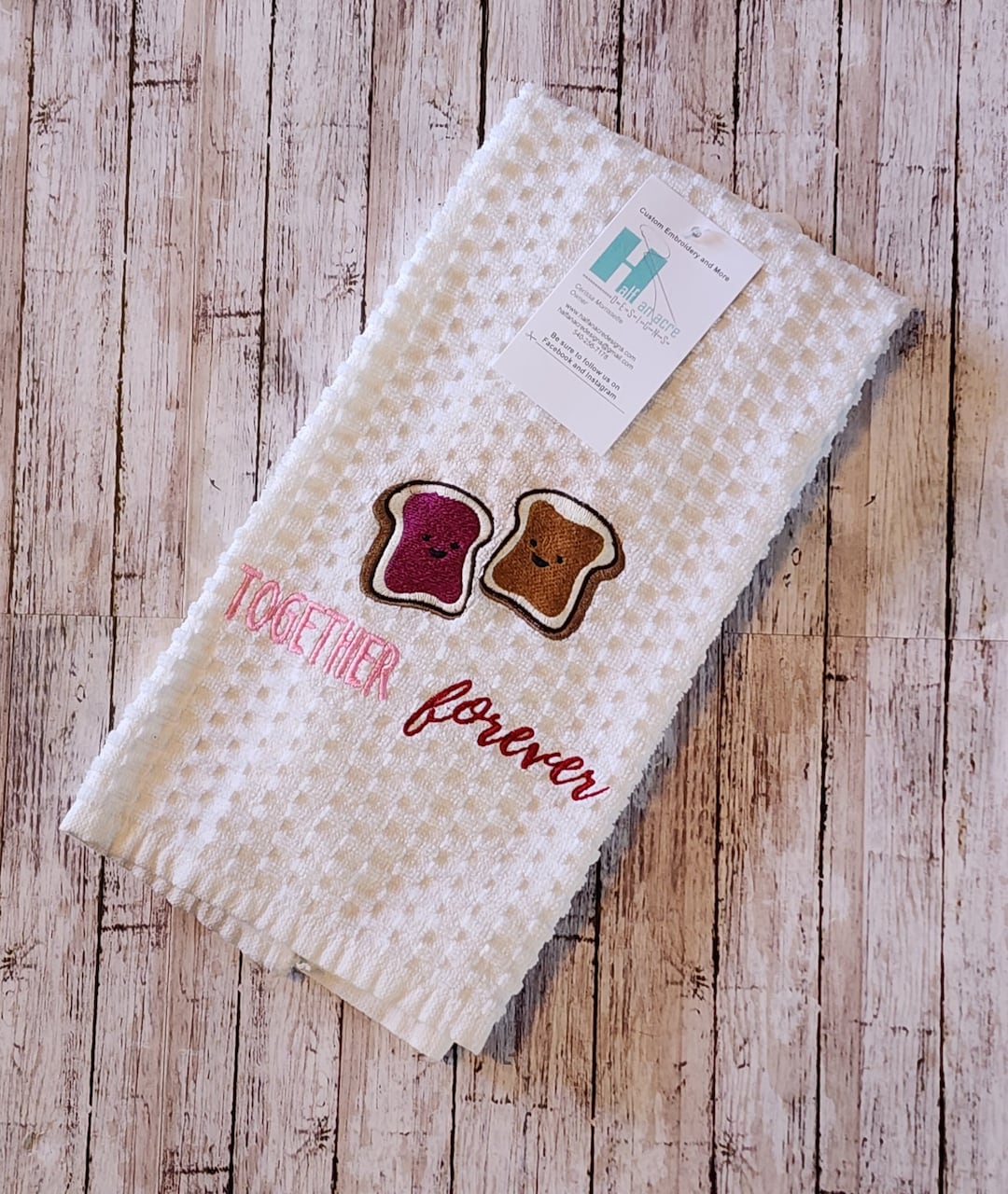Together Forever Peanut Butter and Jelly Valentine's Day Hand Towel