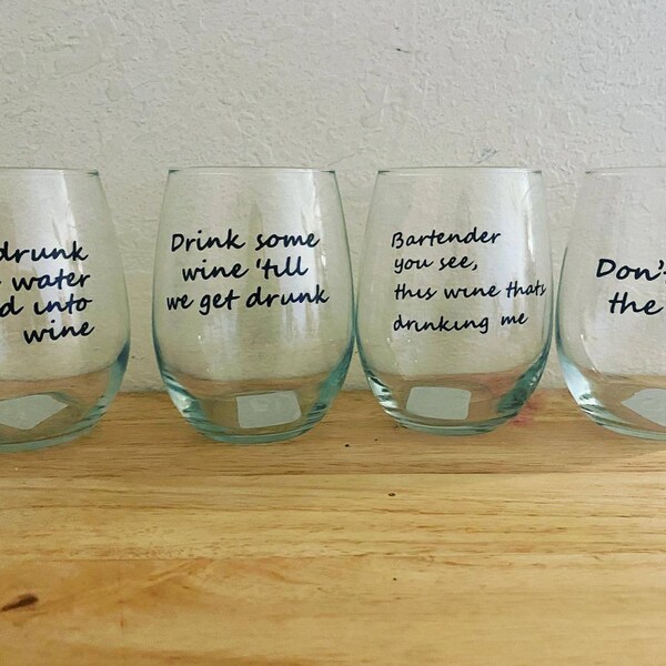 DMB Dave Matthews Lyrics Stemless Wine Glasses