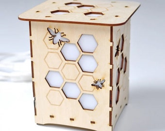 Funny Beekeeper Gift, Beekeeping, Wooden Bee Lantern, Honeycomb Light, Bumblebee Lantern, Laser Cut Desk Lamp