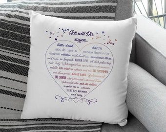 Pillow for couples, pillow with a love saying, sweetheart replacement pillow, Valentine's Day gift, I want to tell you love, for those in love