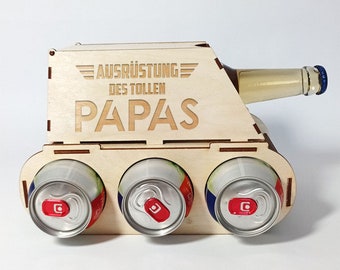 Lustiges Geschenk für Papa, Papa, Bier Panzer aus Holz, Bier Waffen Panzer Ausrüstung des tollen Papas Panzer mit Gravur