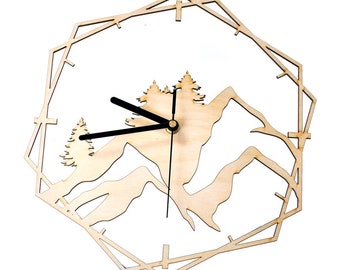 Mountains wooden wall clock, gift for mountain lovers, wall clock, wooden clocks, mountain lovers, wall clock with engraving, gift for hiking fans