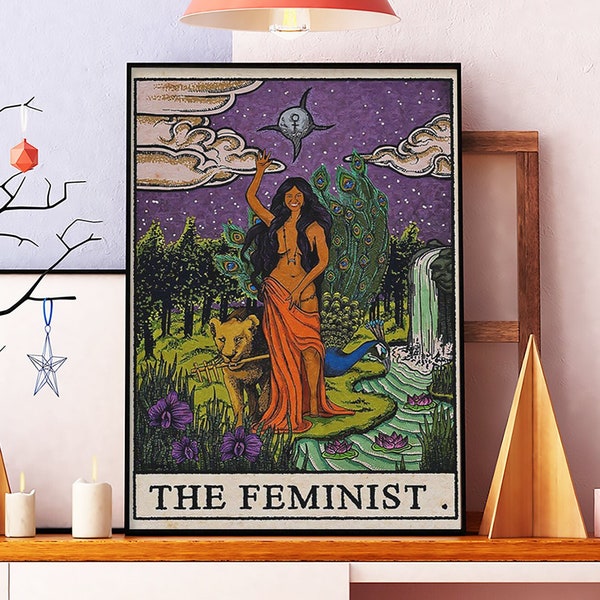 The Feminist Tarot Card Vintage Poster, Feminist Art, The Feminist Poster, The Feminist Card Art, Tarot Card Poster, The Magician Wall Decor