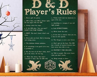 Unframed DnD Player Rules Poster Poster, DND Monster Poster, DND Knowledge  Print, DND Wall Art, Monster Lover Gifts, Wall Art Home