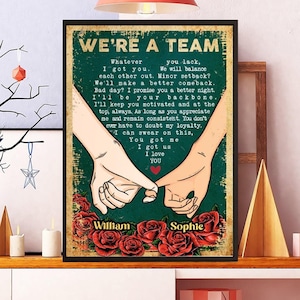Personalized Couple Poster, We&#39;re A Team Couple Custom Name Gift, Valentine Gift, Gift for Him, Gift for Her, Couple Lover Husband Wife