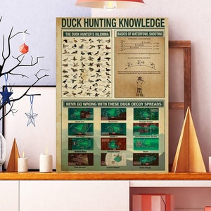 Duck Hunting Knowledge Poster, Waterfowl Hunting Guide , Vintage Duck Hunting, Hunter Gift, Hunting Wall Art, Gift For Hunting Lover