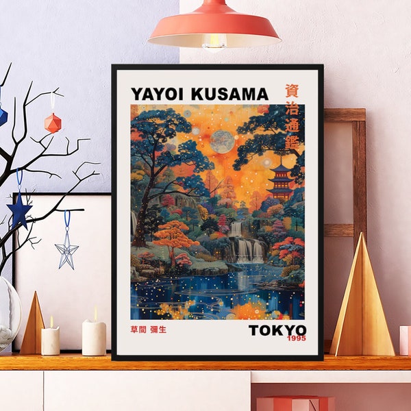 Japanese Yayoi Kusama Poster, Japanese Travel Wall Art Decor, Yayoi Kusama Art Print, Japanese Art, Traditional Japanese Print