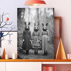 Dark Rabbit Cult of The Forest Poster, Retro Gothic Rabbit Photography Wall Art Print, Aesthetic Dark Academia, Gothic Occult, Gothic