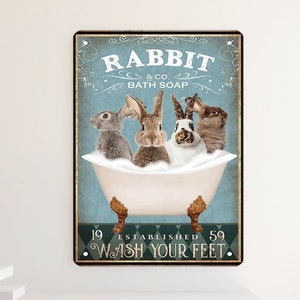 Unframed Rabbit Co Bath Soap Bathroom Poster, Rabbit Bathroom Funny Art, Rabbit Funny Bathroom , Rabbit Bathroom Decor, Rabbit