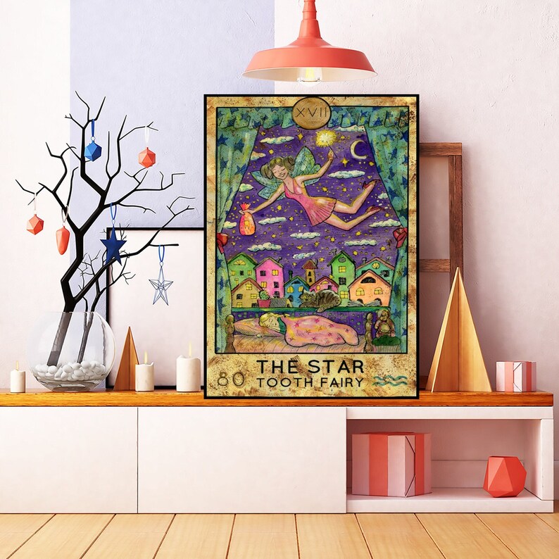 The Star Tooth Fairy Vintage Poster, the Star Tarot Cards Poster