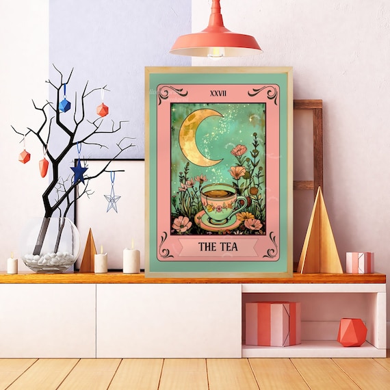 Unframed Boho The Tea Tarot Card Poster , The Tea Card Print, Tea Tarot Card Print, Dark Academia Print, Dark Aesthetic, Gothic