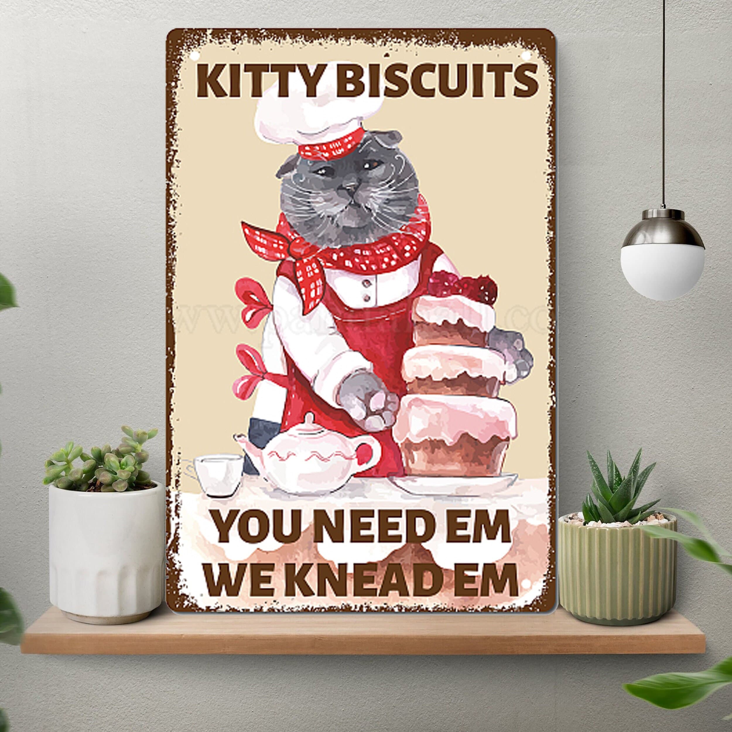 Kitty Biscuits We Knead Em You Need Em Poster Vintage Cat Etsy