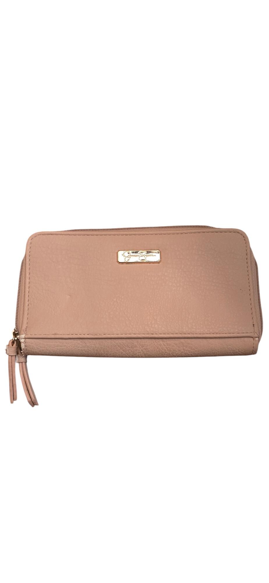 Jessica Simpson Beige Cheetah Print Clutch Wallet – Zippered Compartments & Stylish Design Like New