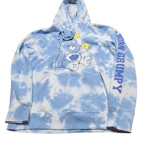Care Bears Grumpy Bear Hoodie Women's Medium Blue Tie-dye