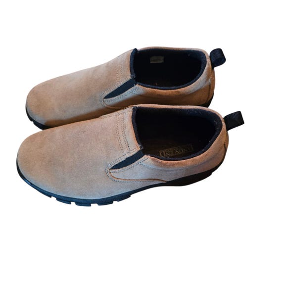 Vintage Y2K Lands End Suede Slip On Shoes Mens 9 Tan Brown Casual Loafers View 4