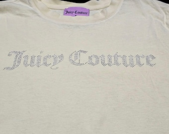 Y2K 2000 Juicy Couture x Forever 21 Yellow Rhinestone Logo Shirt – Women’s Plus Size 0X, Vintage Graphic Tee, Retro Collab Top