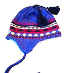 Vintage 90s Merkley Headgear Canada Wool Ski Hat Beanie with Tassel Retro Winter Cap
