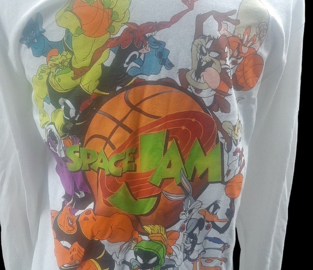 Vintage Pacsun Space Jam Long Sleeve White Shirt Size S Michael
