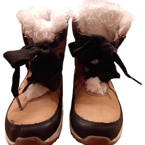 Kids Lace-Up Winter Boots Cat & Jack Tan Size 13 Waterproof Thermolite Faux Fur