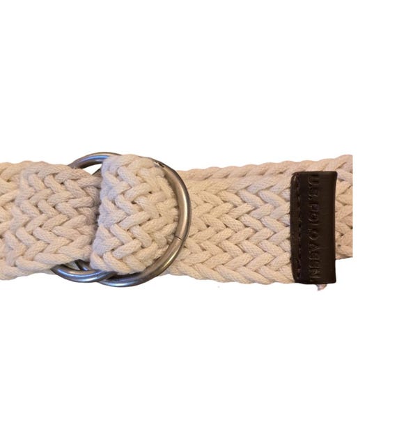 Abercrombie & Fitch  Cotton Woven  Cream Belt with Brown Leather Accents Abercrombie & Fitch Cotton Woven Cream Belt with Brown  main image 2