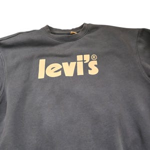 Levi’s Crewneck Sweatshirt Men’s Small | Light Blue White Logo Pullover | Unisex Streetwear Y2K Retro Casual Cotton Sweater