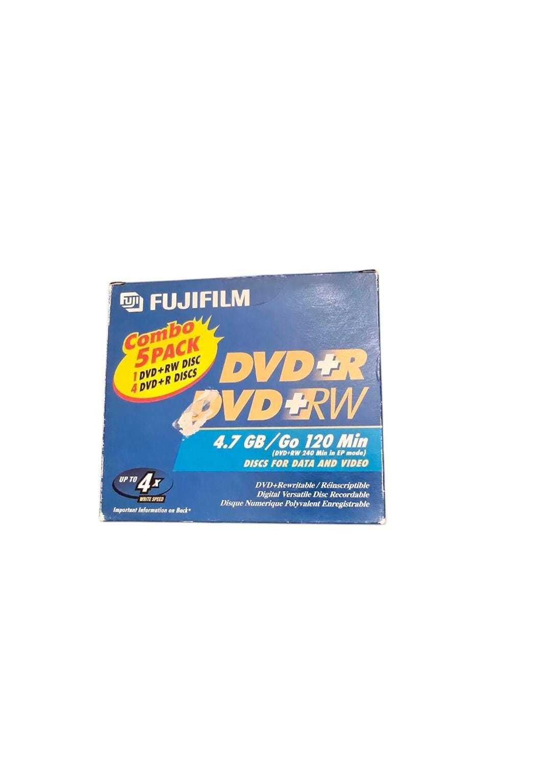 Vintage Fujifilm DVD+R DVD+RW Sealed 5 Pack | 4.7GB Blank Media