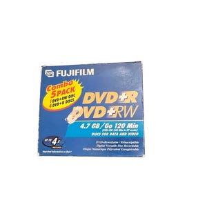 Vintage Fujifilm DVD+RW/R Discs 5-Pack: 4.7GB Blank Media