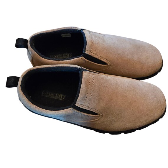 Vintage Y2K Lands End Suede Slip On Shoes Mens 9 Tan Brown Casual Loafers View 5