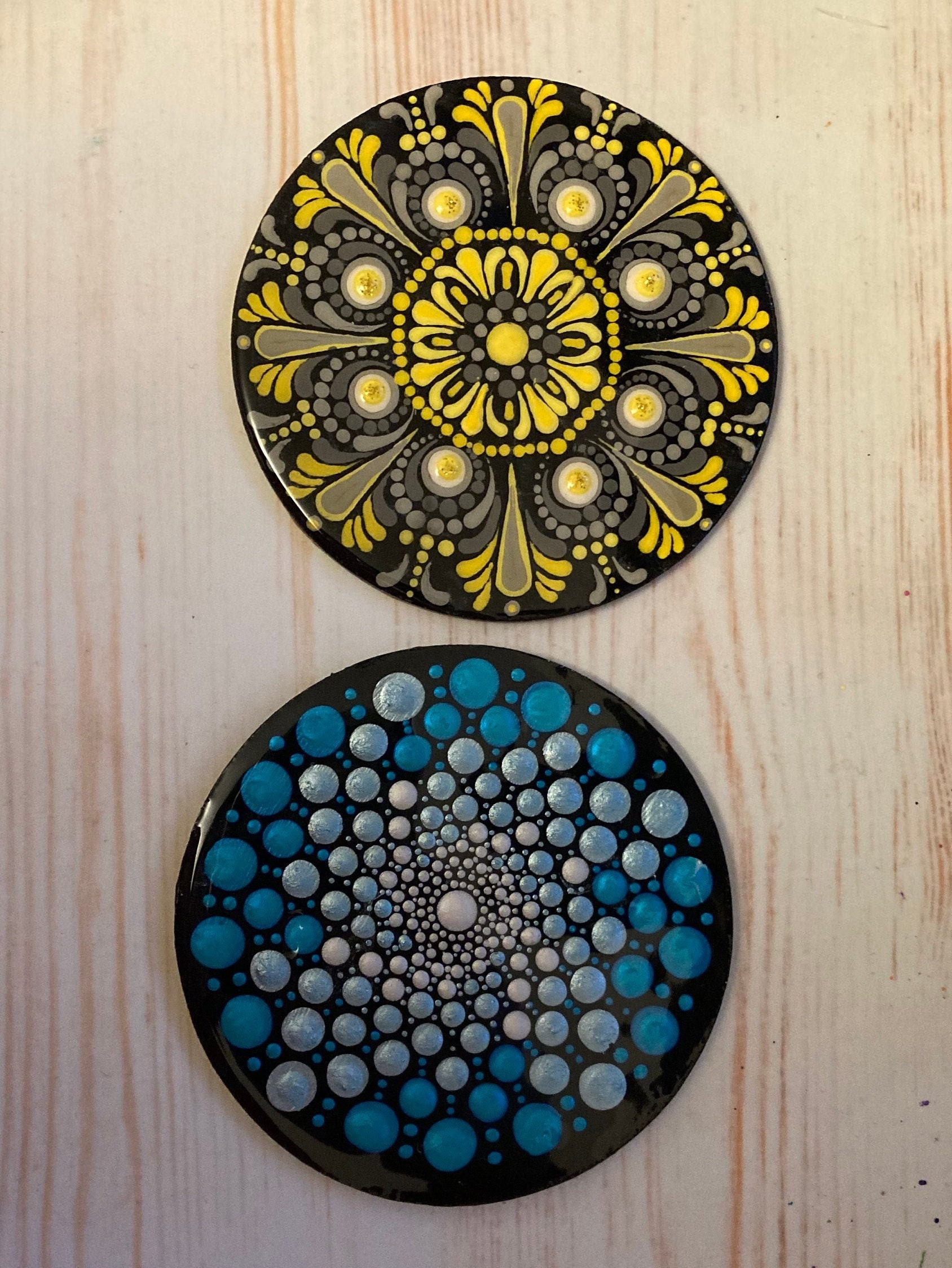 Diy Mandala Coasters Coasters Coasters Set Hand Painted Coasters Mandala | Etsy