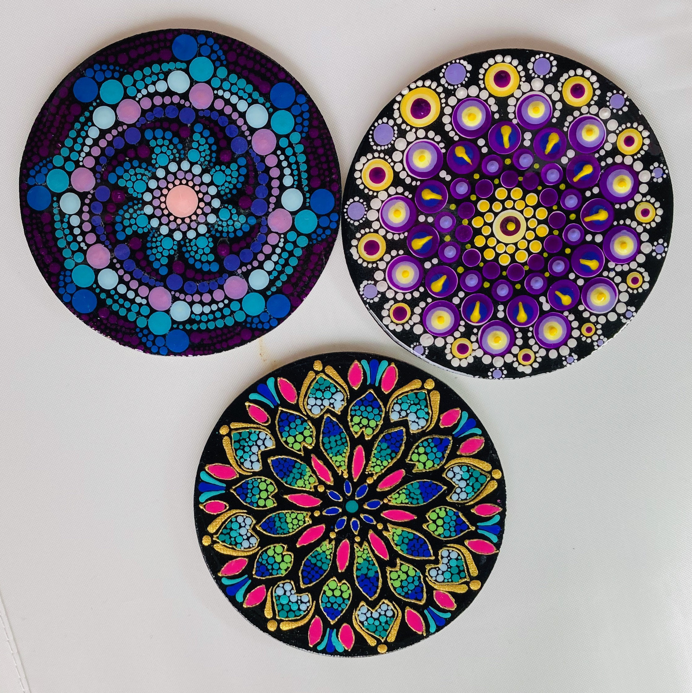 Diy Mandala Coasters Coasters Coasters Set Hand Painted Coasters Mandala | Etsy