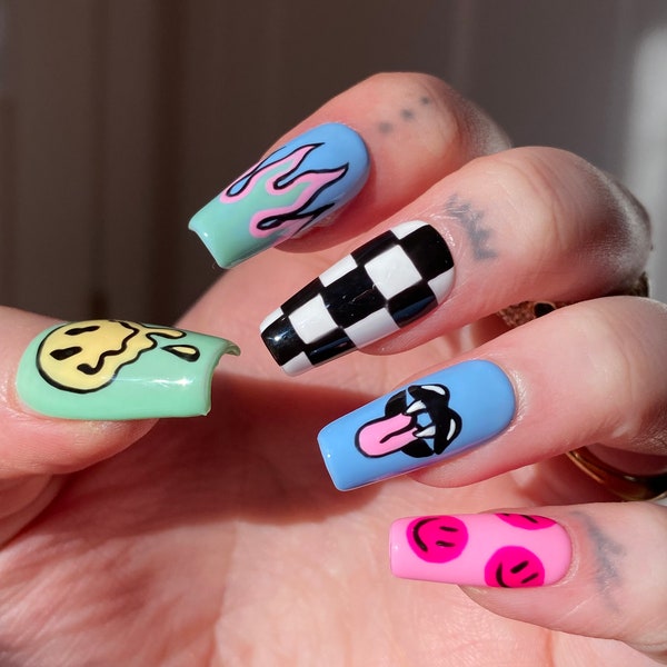 Y2k Nails Short - Etsy