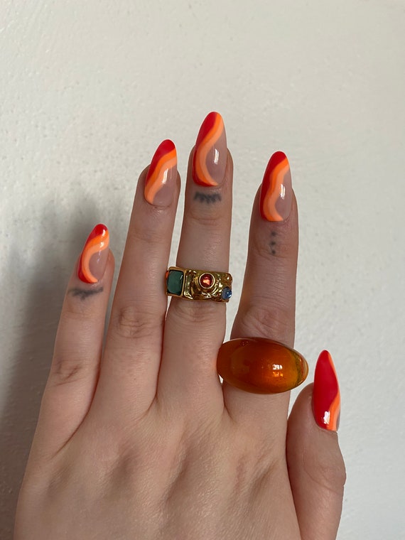 Rust Orange Vintage Charm Nails