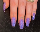 Purple nails 2024 with glitter