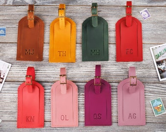 Leather Luggage Tag - Personalized Bag Tag - Custom Tag for Luggage - Wedding Favors - Gift For Traveller - Bridesmaid Gift