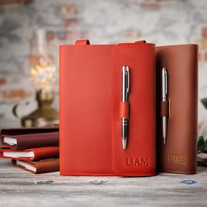 Reusable Notepad Cover A5 & A6 - Leather Cover with Emboss - Personalized Journal - Travel Notebook - Business Notebook - Personalized Gift