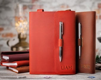Reusable Notepad Cover A5 & A6 - Leather Cover with Emboss - Personalized Journal - Travel Notebook - Business Notebook - Personalized Gift