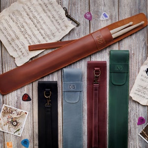 Personalized Drumstick Holder - Leather Drumstick Bag with Embossed - Drum Accessories - Gift for Musician - Drummer Gifts
