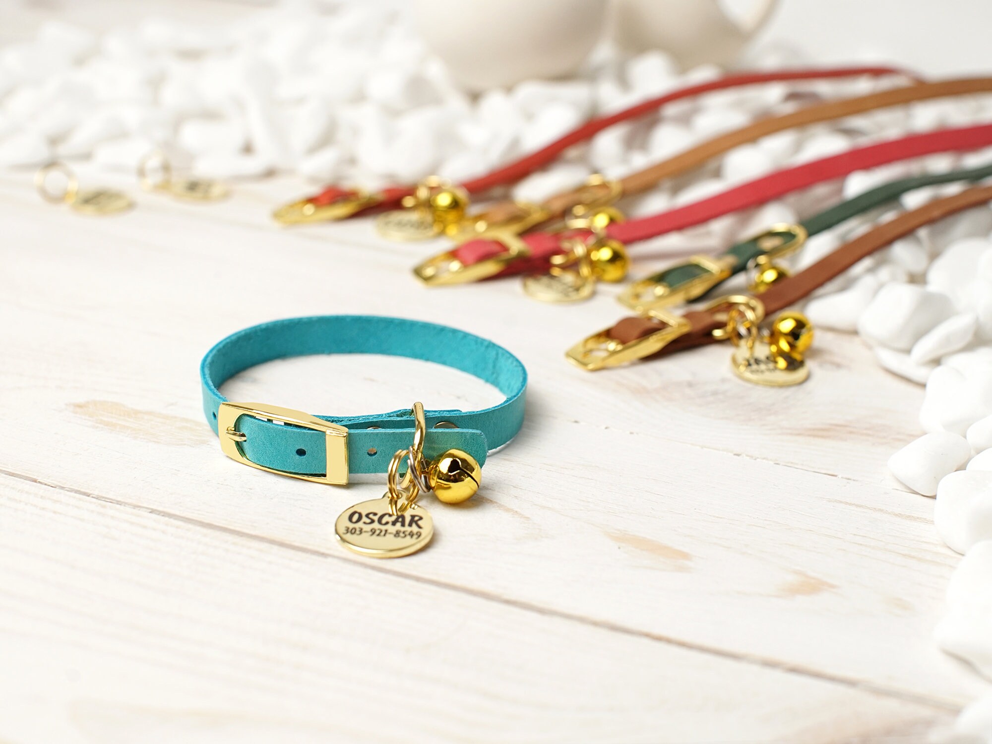 Cat collar personalized Leather cat collar Handmade kitten Etsy