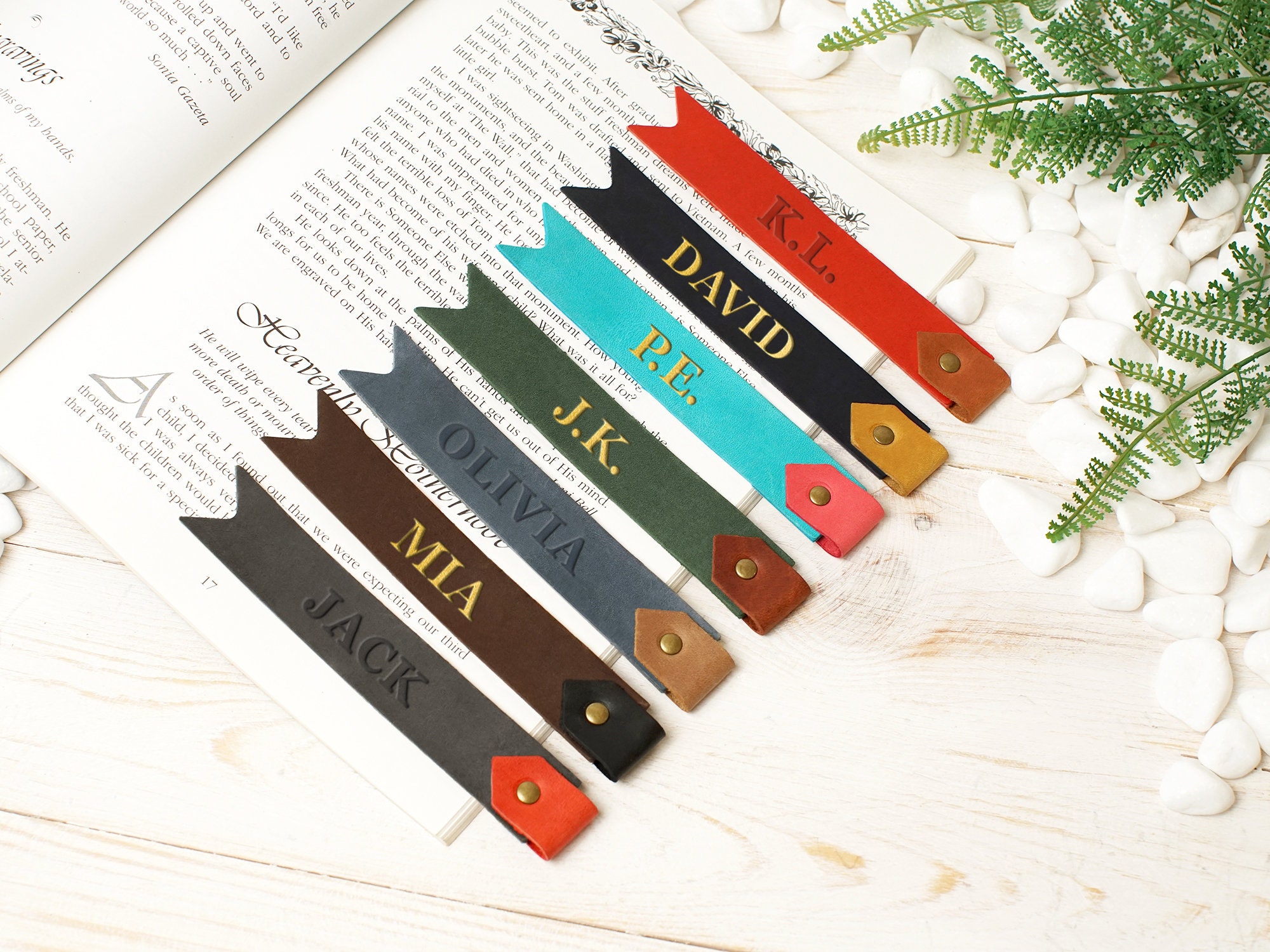 Personalized leather bookmark Two Tone Leather Bookmark book Etsy