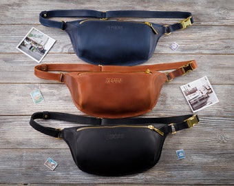 Bauchtasche aus Leder für Damen - Personalisierte Bauchtasche - Umhängetasche - Umhängetasche für Männer - Geschenk für Frauen - Reisetasche