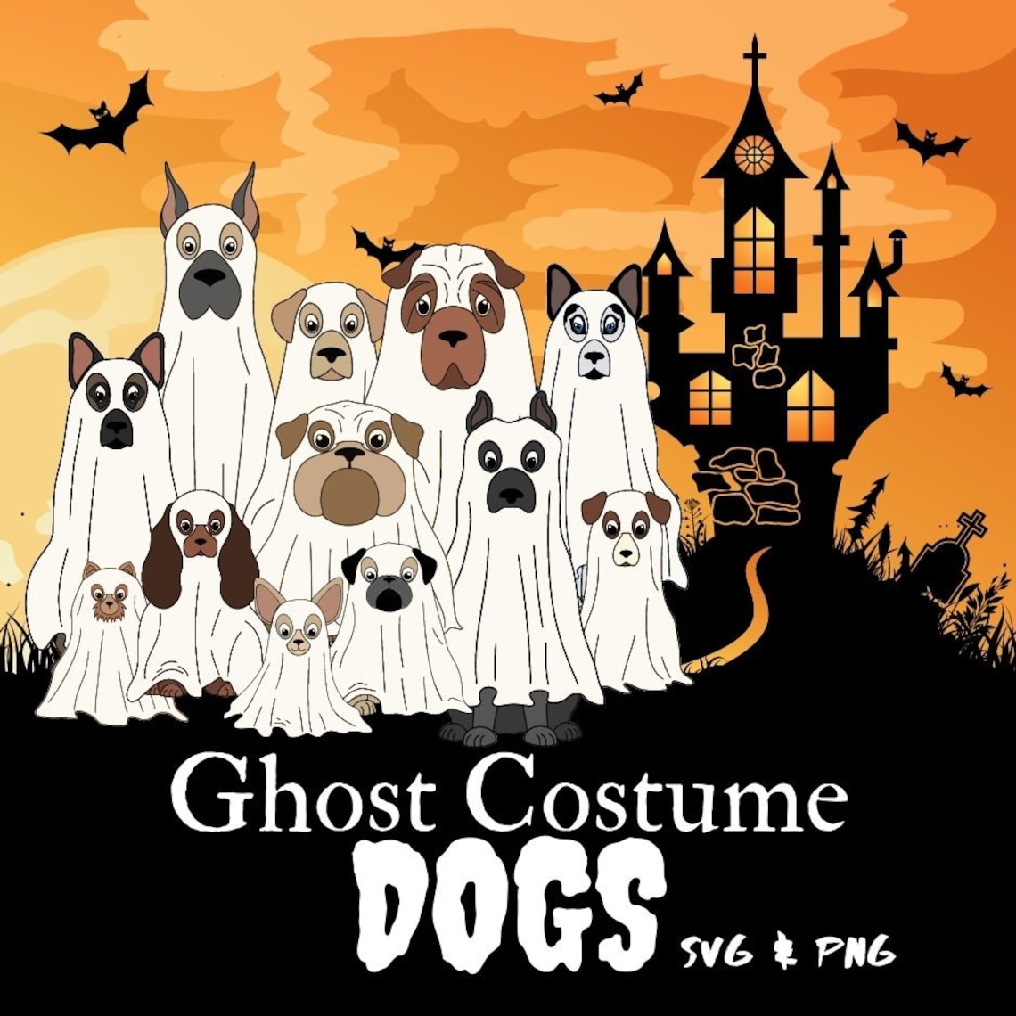 Halloween SVG Dog Ghost Costume Trick or Treat CANVA Etsy