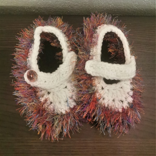 Chaussons, pantoufles, slippers crochetés à la main - Fluffy - Taille 30/31