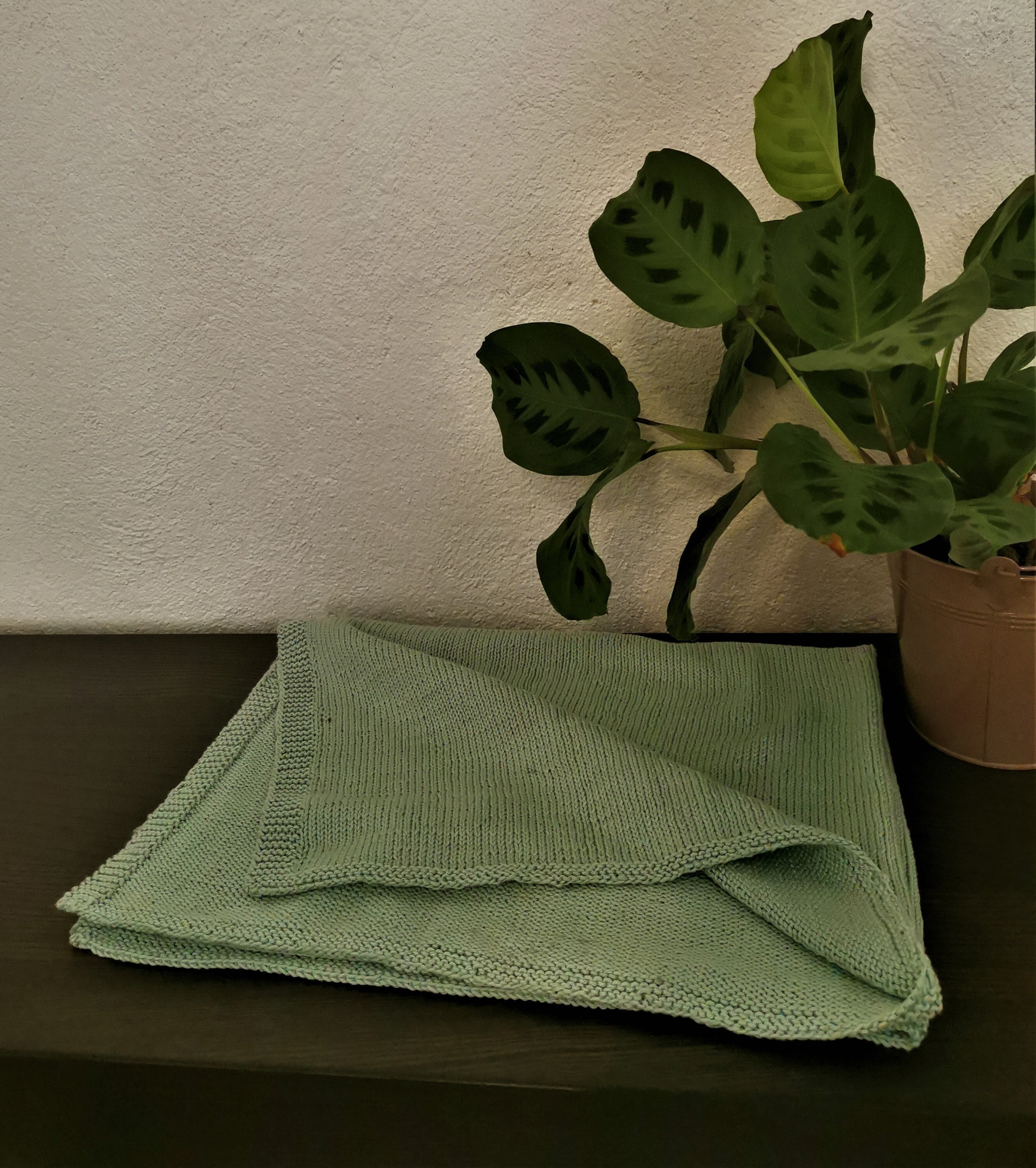 Couverture Bébé Tricotée à La Main - Vert Pastel