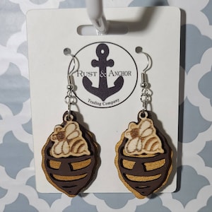 Bee Hive- 3 layer, laser cut light weight earrings.