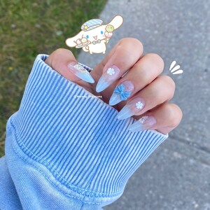 prensa personalizada en uñas/prensa de fiesta en uñas/regalo de uñas de boda/Uñas japonesas/Uñas largas/Uñas de almendra/Uñas estilo y2k Uñas falsas únicas